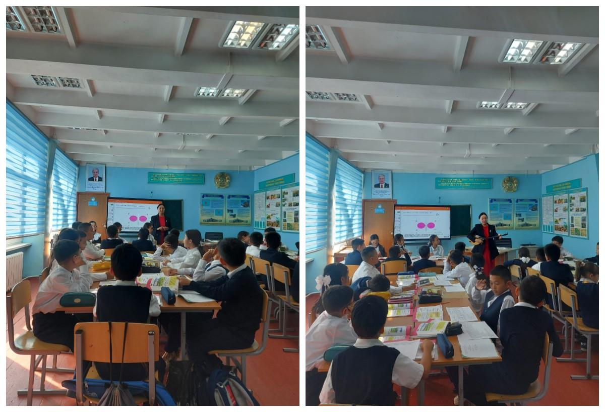 Эстетика кафедрасы бойынша музыка пәнінен 5 "Г" сыныбына «Күй құдіреті» тақырыбына ашық сабақ өткізілді